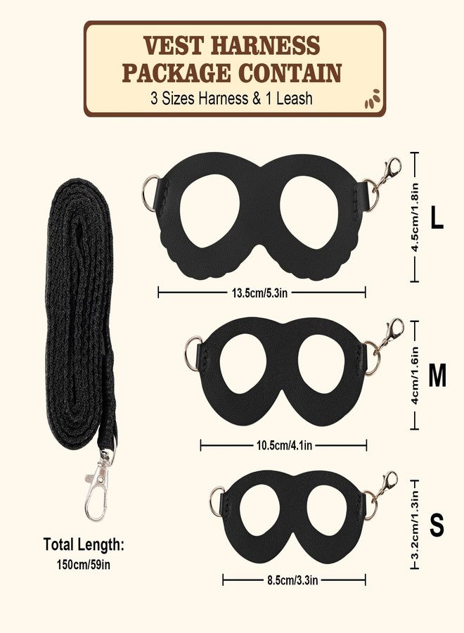 Swirge 3Pcs Sugar Gilder Harness and Leash Set, Adjustable Squirrel Harness Small Animal Training Walking Vest for Rabbit, Guinea Pigs, Bearded Dragon (Black) - Image 3
